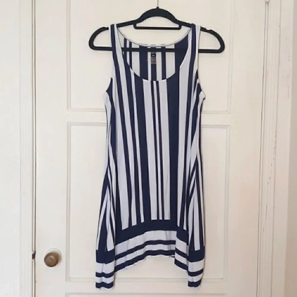 Soma Women's Soft Jersey Mixed Stripe Tunic Navy and White Size Small